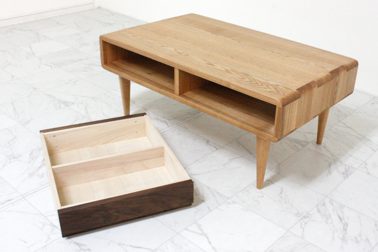 ペティ 引き出し付テーブル［タモ］｜タモ/ウォールナット - 天然木