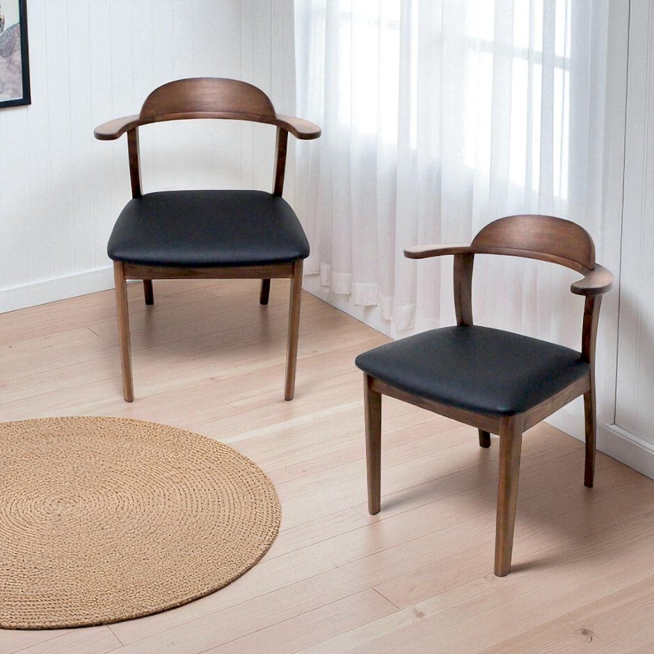 PARTENZA　セミアームチェア 2脚セット ウォルナット 替えカバー付 2脚セット》プリシス/ウォールナット セミアームチェア