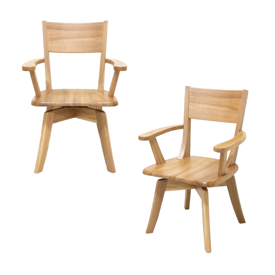 2脚セット》ハンク 回転チェア｜楡（ニレ） - 天然木・無垢の家具専門