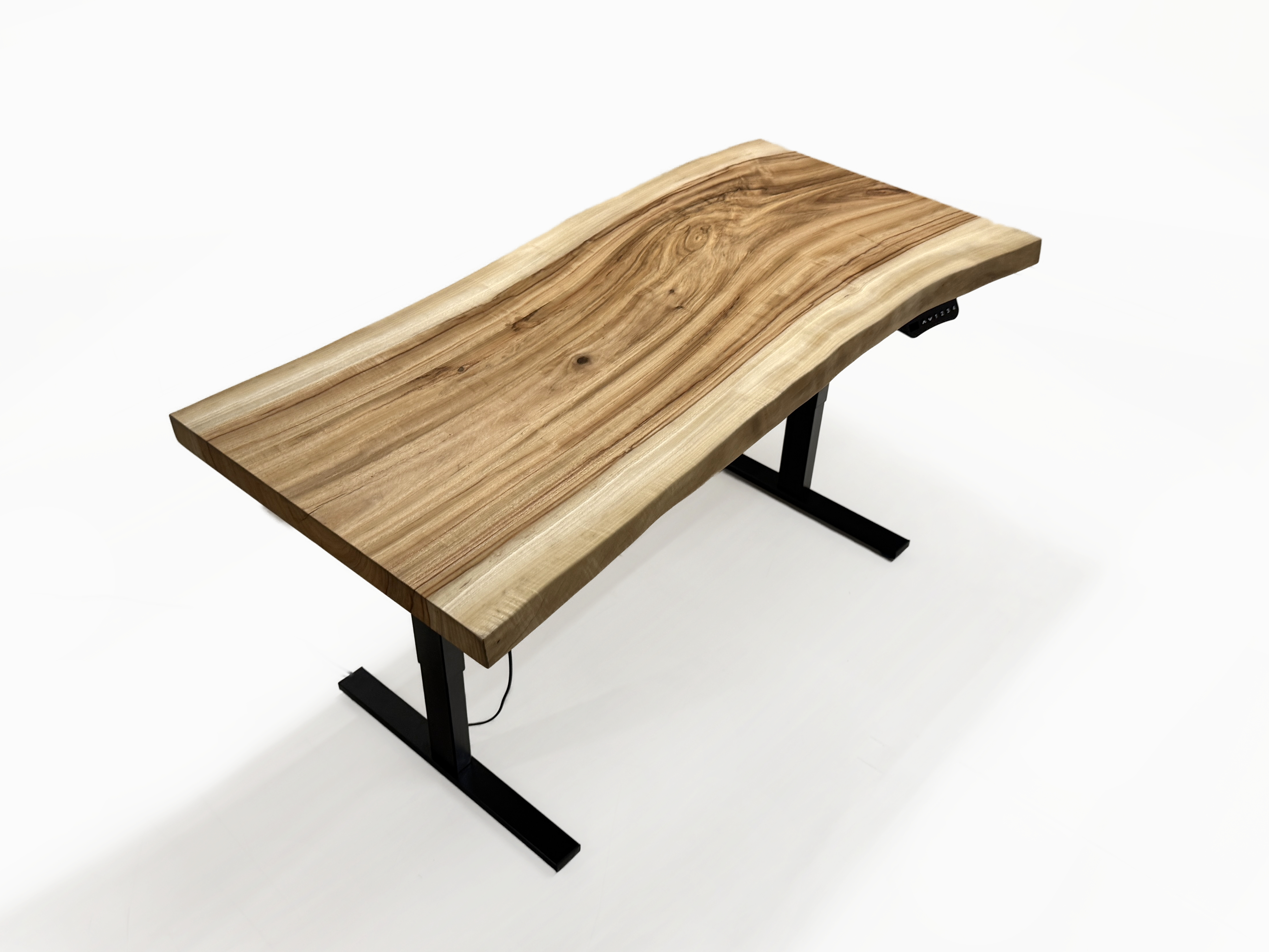 楠（クス） 一枚板 電動昇降デスク／1430mm 【A8687】 【一枚板