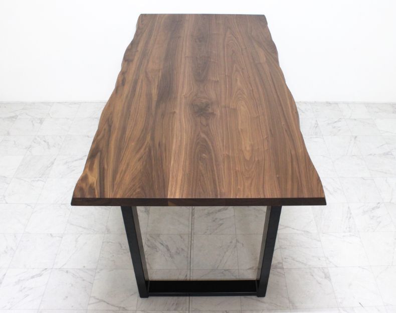 波型耳付きテーブル スチール脚 ｜デコール｜日本製｜ウォールナット