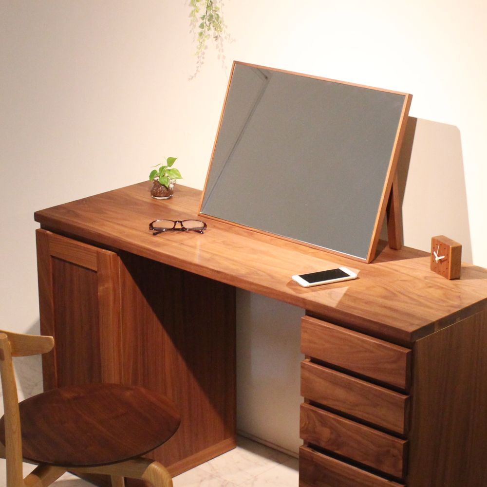 アルマ 卓上ミラー｜日本製｜ホワイトオーク/ウォールナット - 天然木