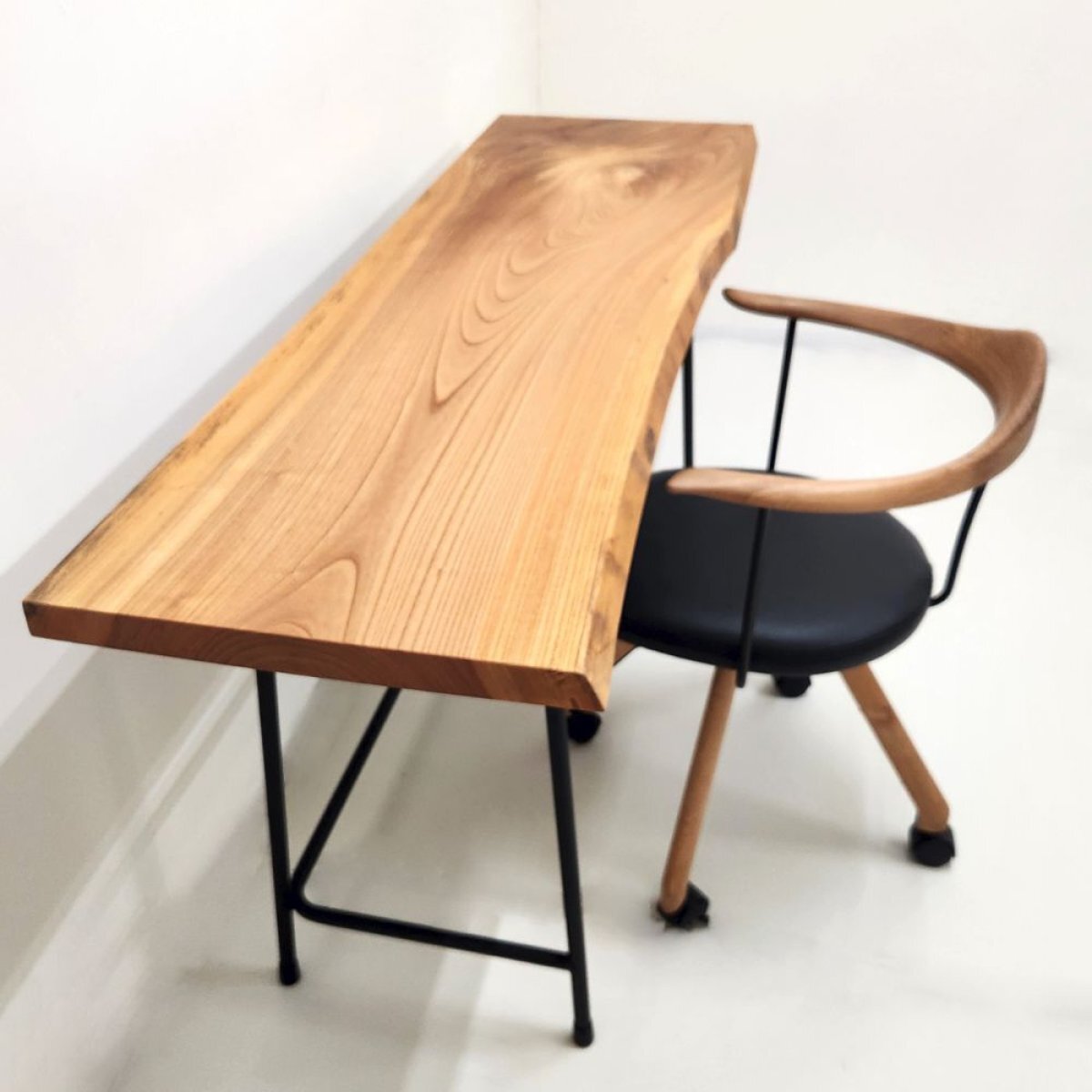 欅（ケヤキ）一枚板 スリムデスク／1530mm 【A8728】 【一枚板テーブル