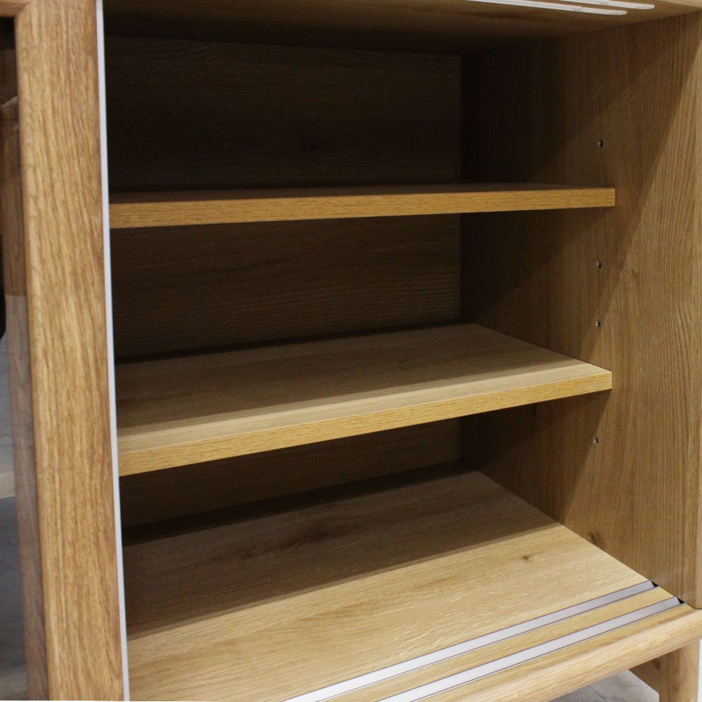 食器棚 キッチンボード フライス 幅132-157cm ホワイトオーク 無垢材