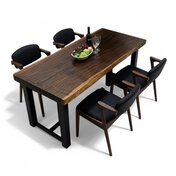 黒檀（コクタン） 一枚板 ダイニングテーブル／1668mm 【A7339】 【一