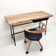 【DSK-002】楢（ナラ）一枚板　スリムデスク