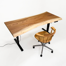 欅（ケヤキ）　一枚板　電動昇降デスク