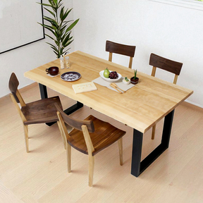 【DT-FRAL-010-T-TM/NI】耳付きテーブル スチール脚｜フレリー［タモ･カバ･クルミ］