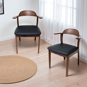 【DC-S-198-WN】《2脚セット》プリシス/ウォールナット セミアームチェア