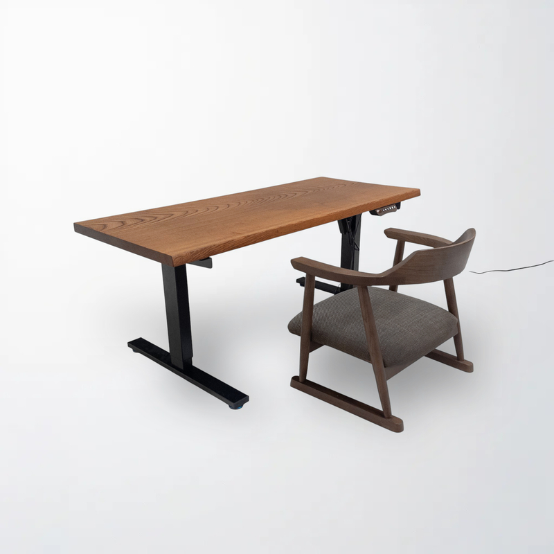 神代欅（ジンダイケヤキ） 一枚板 電動昇降デスク／1300mm 【A8744