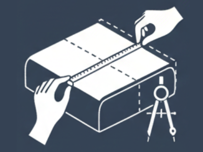 型紙やメジャーで採寸しているイラスト